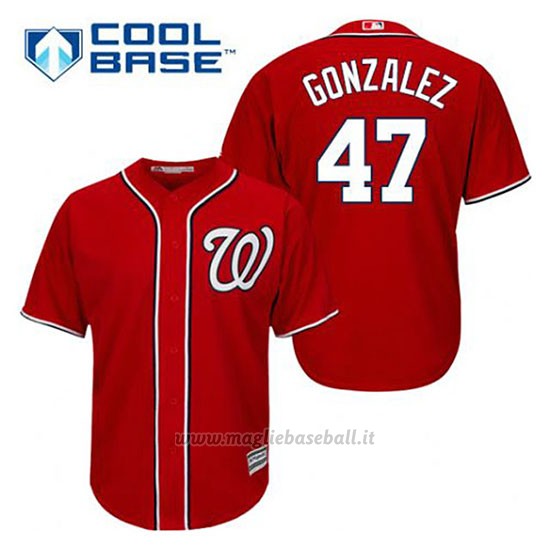 Maglia Baseball Uomo Washington Nationals Gio Gonzalez 47 Rosso Alterner Cool Base